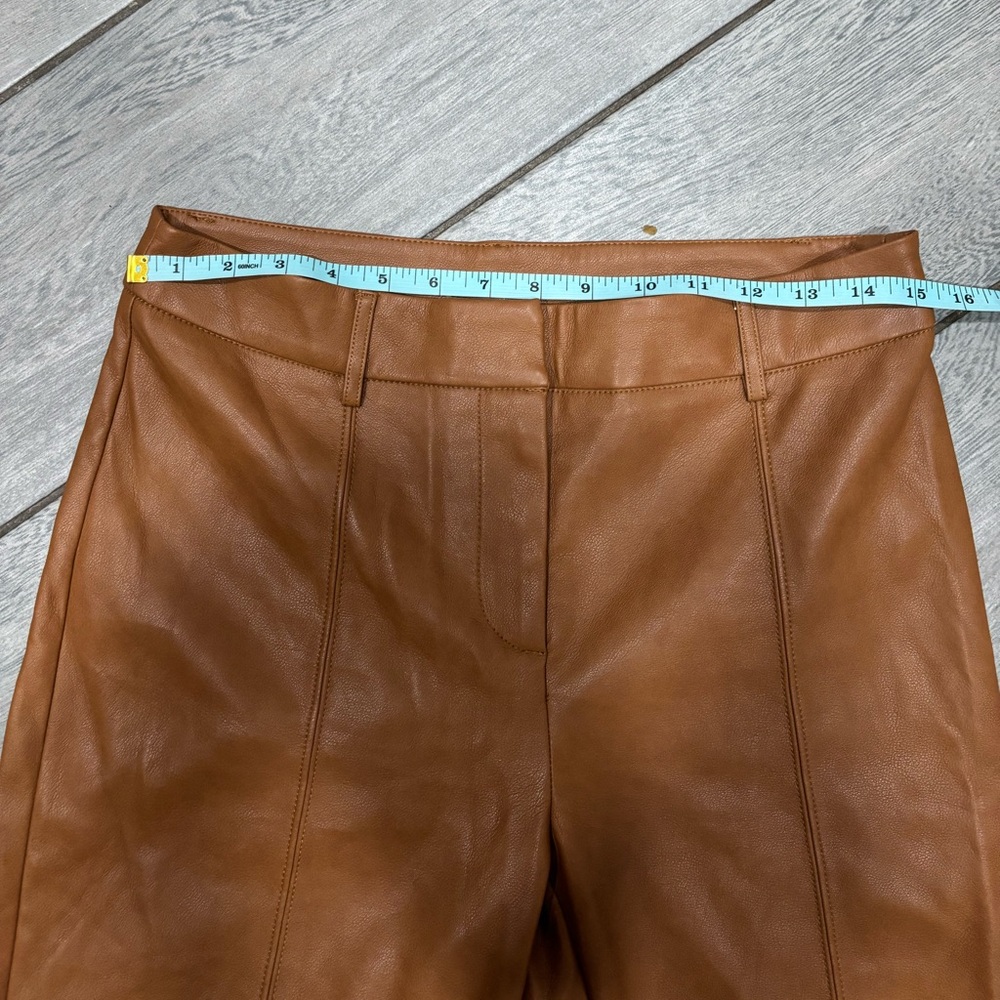 Seven 7 For All Mankind Faux Leather Wide Leg Cropped Pants in Saddle Size Small - Picture 3 of 9